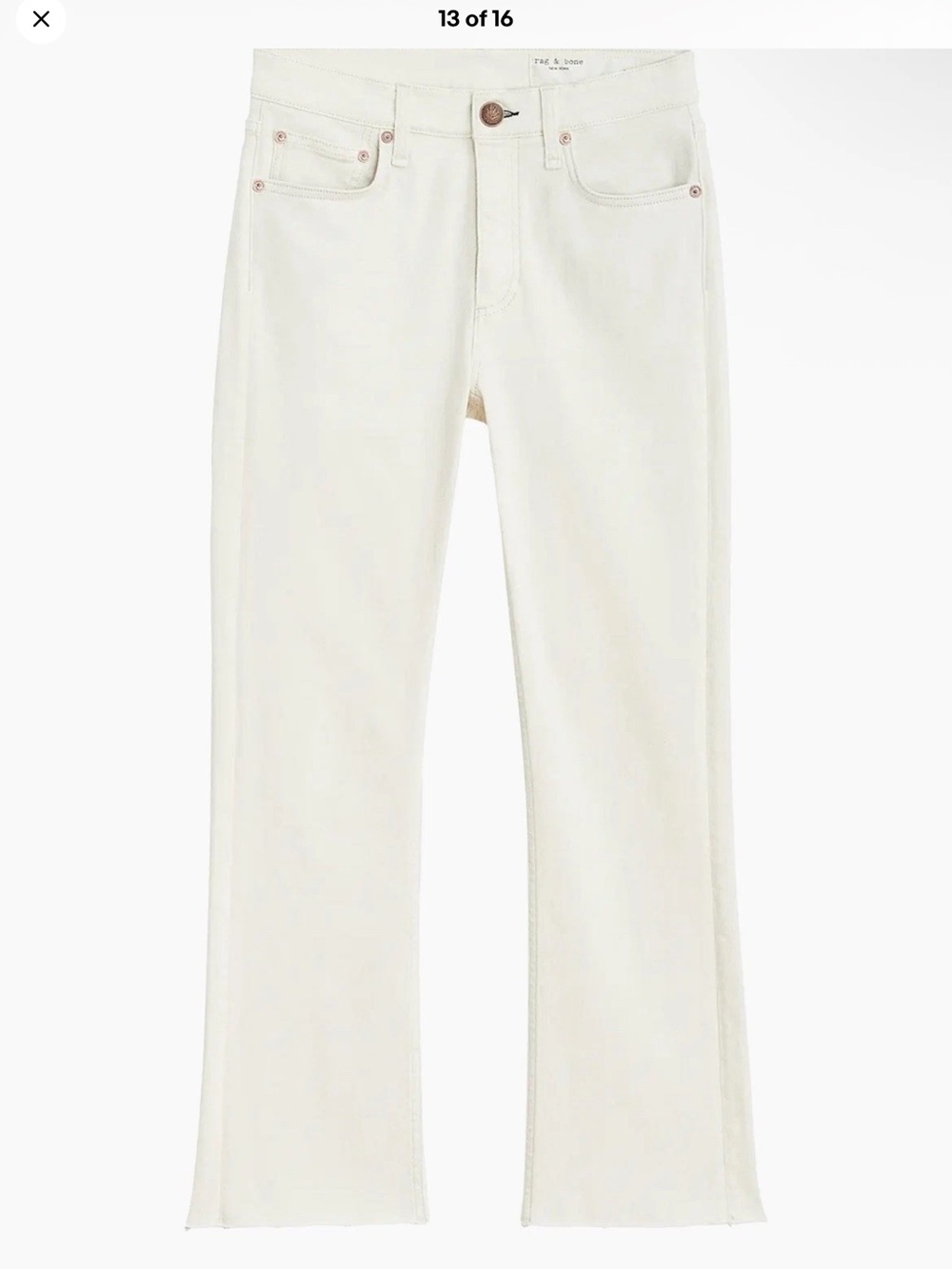 rag & bone Cream Nina High Rise Ankle Flare Jeans sz 16